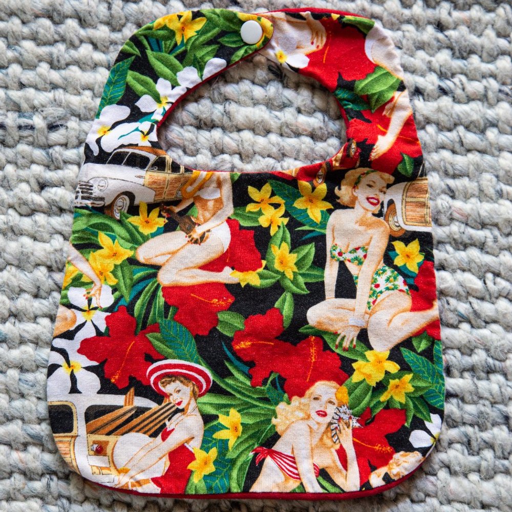 Baby Bib, 1950S Bikini Girls print